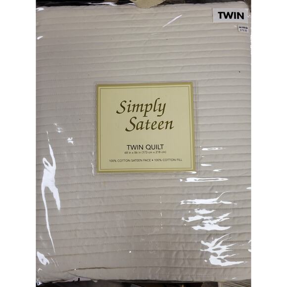Simply Sateen Quilted Ivory Solid Twin Size Quilt NEW in Bag - Picture 1 of 6